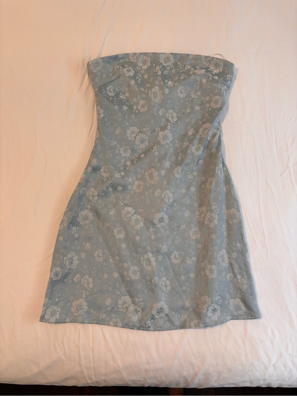 Princess Polly Strapless Dusty Blue Floral Mini Dress